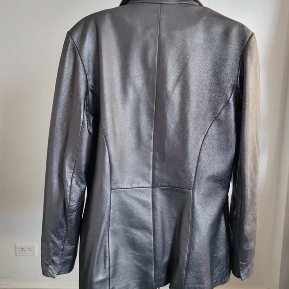 BUY AS IS: Willi Smith Silver Faux Leather Jacket/Blazer (Size: M) - Picture 3 of 16